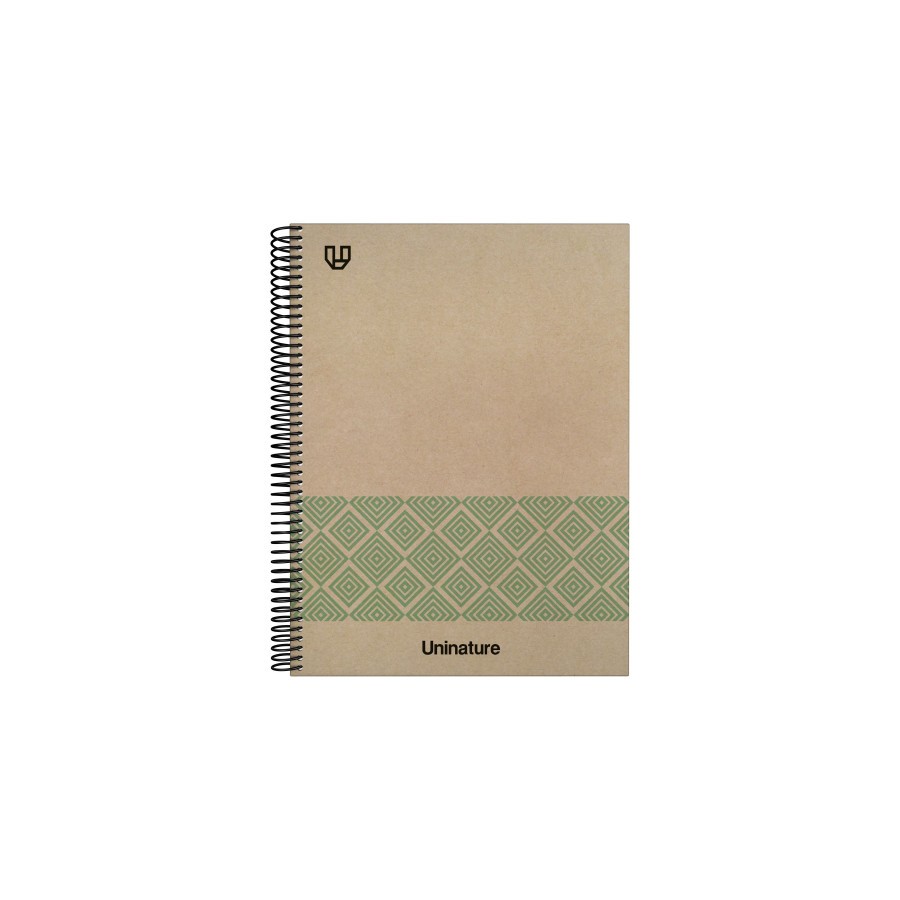 14572-CUADERNO RECICLADO A4 KRAFT SOFT TAPA DURA 100 HOJAS 90GR CUADRICULA 5X5 MM VERDE UNINATURE 88500520