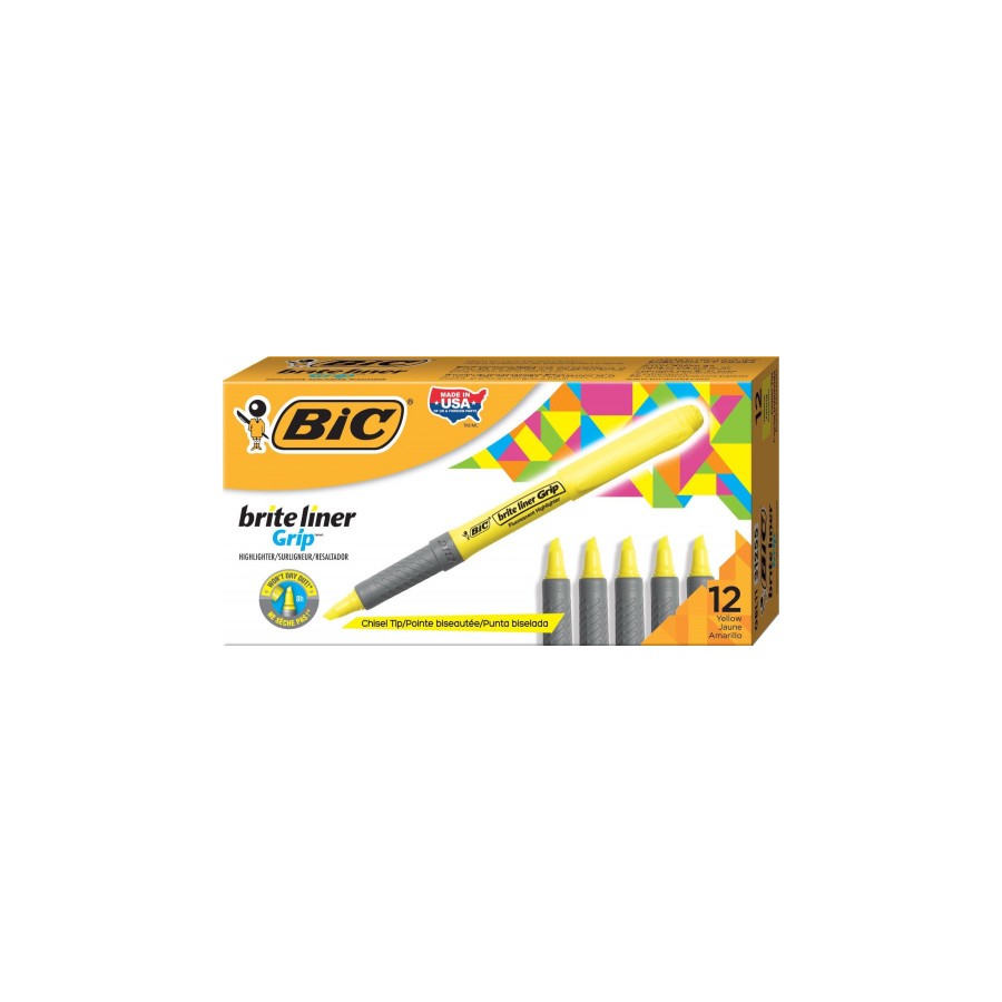 1458-MARCADOR FLUORESCENTE HIGHLIGHTER GRIP TRAZO 1,5-3,3MM. AMARILLO BIC 811935