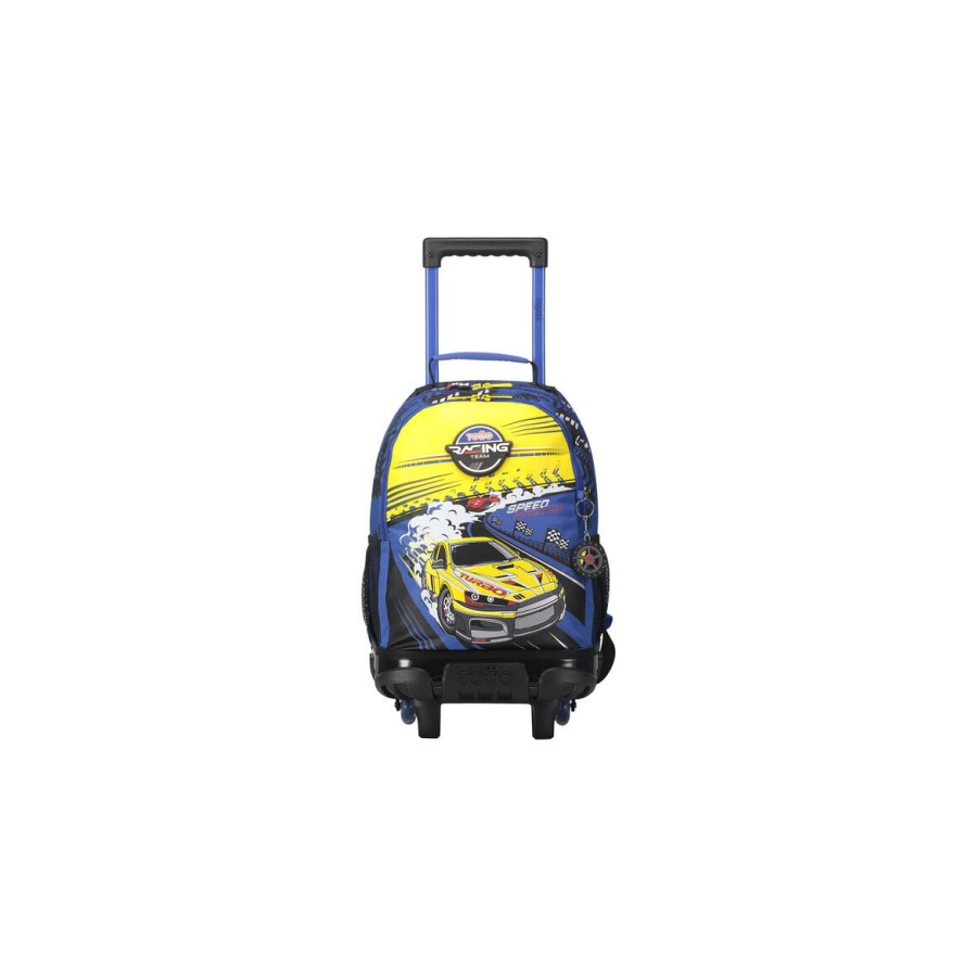 MOCHILA ESCOLAR CON RUEDAS MEDIANA DE CARRERAS DE COCHES TOTTO MJ03VLC005-2310-6J7M