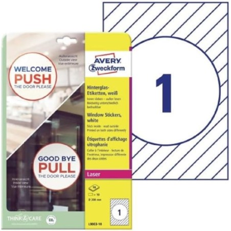 14778-ADHESIVOS DE PAPEL PARA VENTANAS 200 MM 10 HOJAS POR PAQUETE.  AVERY L9003-10