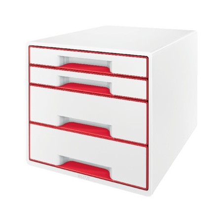 14781-BUCS 4 CAJONES WOW DESK CUBE (2 GRANDES Y 2 PEQUENOS), ROJO /BLANCO LEITZ 52132026