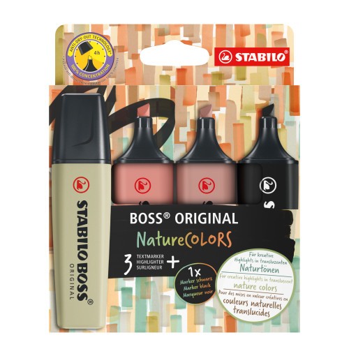 14840-STABILO BOSS ORIGINAL NatureColors marcador 4 pieza(s) Punta de cincel Negro, Bronce, Marron, Verde