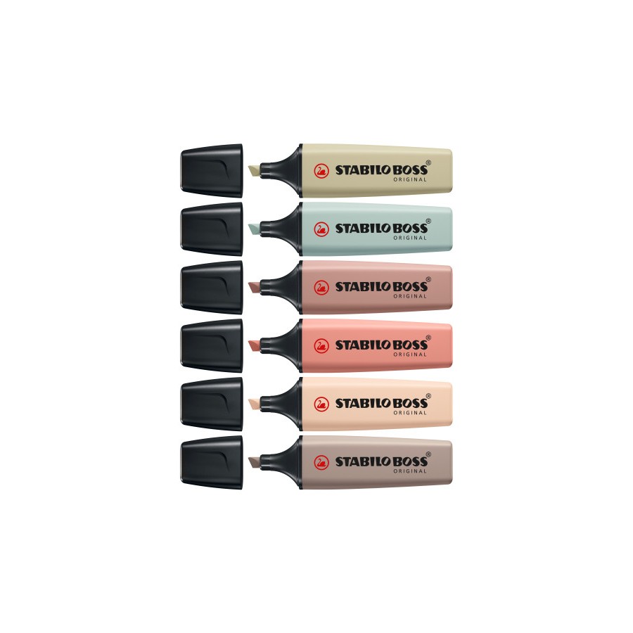 14844-STABILO BOSS NatureColors marcador 6 pieza(s) Punta de cincel Negro, Bronce, Marron, Verde, Gris, Verde claro