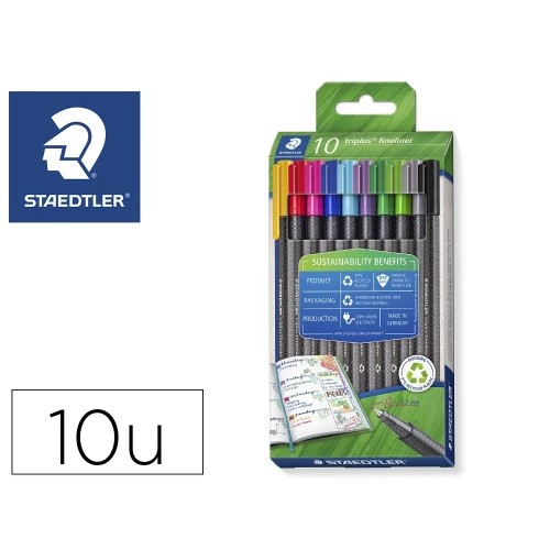 14867-ESTUCHE ROTULADOR TRIPLUS FINELINER 334 ECO EDITION. 10 UNIDADES COLORES SURTIDOS STAEDTLER 334 RC10