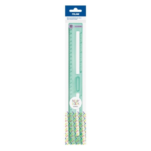 14880-REGLA 30 CM TRANSPARENTE SERIE NEW LOOK, VERDE MILAN 353801NL