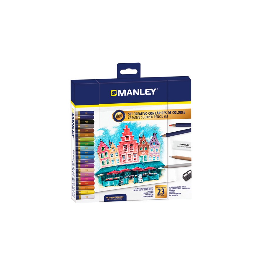 14886-SET CREATIVO LAPICES DE COLORES 23 UDS MANLEY MLA00023
