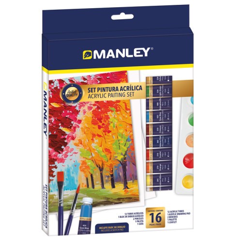 14893-SET PINTURA ACRILICA 16 PZAS MANLEY MDV00100