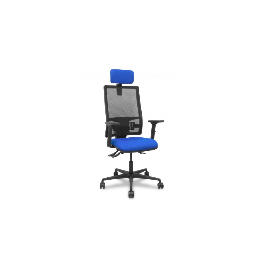 14935-SILLA BORMATE ASINCRO MALLA NEGRA ASIENTO BALI AZUL BRAZOS 2D RUEDAS 65MM CABECERO REGULABLE PIQUERAS Y CRESPO 405