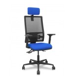 14935-SILLA BORMATE ASINCRO MALLA NEGRA ASIENTO BALI AZUL BRAZOS 2D RUEDAS 65MM CABECERO REGULABLE PIQUERAS Y CRESPO 405