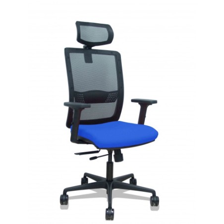 14938-SILLA HACHES TRASLACK MALLA NEGRA ASIENTO BALI AZUL BRAZOS 2D RUEDAS 65MM CABECERO REGULABLE PIQUERAS Y CRESPO 395