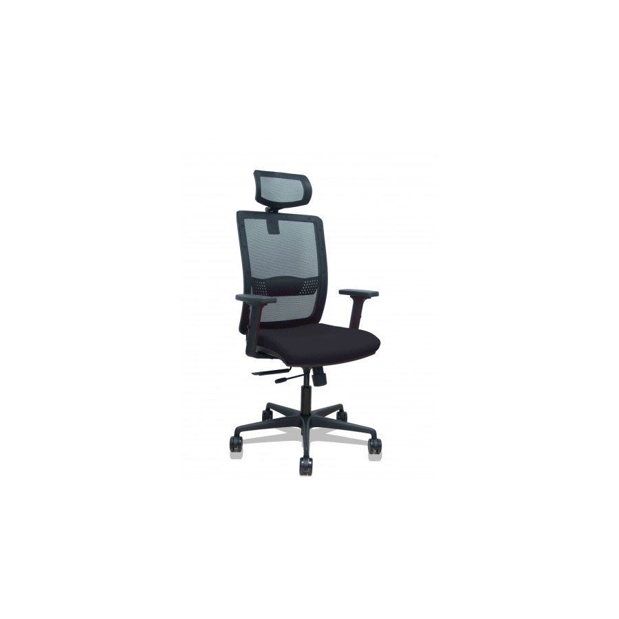 14939-SILLA HACHES TRASLACK MALLA NEGRA ASIENTO BALI NEGRO BRAZOS 2D RUEDAS 65MM CABECERO REGULABLE PIQUERAS Y CRESPO 39