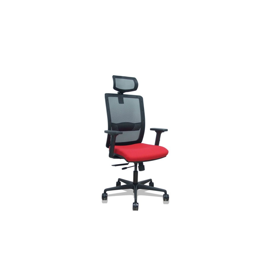 14940-SILLA HACHES TRASLACK MALLA NEGRA ASIENTO BALI ROJO BRAZOS 2D RUEDAS 65MM CABECERO REGULABLE PIQUERAS Y CRESPO 395