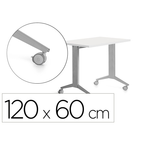 14964-MESA MESA CON TABLERO ABATIBLE 120X60CM COLOR GRIS ALUMINIO/BLANCO ROCADA 2000FD04