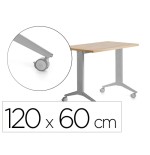 14966-MESA MESA CON TABLERO ABATIBLE 120X60CM COLOR GRIS ALUMINIO/ROBLE ROCADA 2000FD08