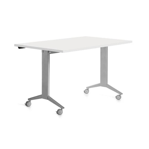 14969-MESA CON TABLERO ABATIBLE 140X80CM COLOR GRIS ALUMINIO/BLANCO ROCADA 2001FD04