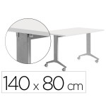 14970-MESA CON TABLERO ABATIBLE 140X80CM COLOR GRIS ALUMINIO/BLANCO ROCADA 2001FD04