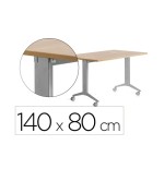 14971-MESA CON TABLERO ABATIBLE 140X80CM COLOR GRIS ALUMINIO/ROBLE ROCADA 2001FD08