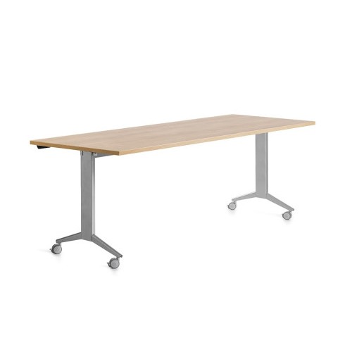 14980-MESA CON TABLERO ABATIBLE 180X80CM COLOR GRIS ALUMINIO/ROBLE ROCADA 2003FD08