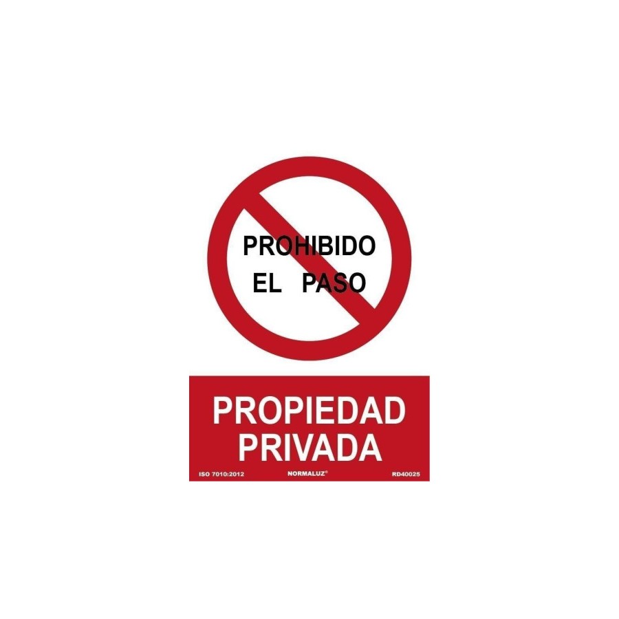 15040-SENAL "PROHIBIDO EL PASO PROPIEDAD PRIVADA" 21X30CM PP ROJO Y BLANCO ARCHIVO 2000 6174-09 RJ