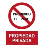 15040-SENAL "PROHIBIDO EL PASO PROPIEDAD PRIVADA" 21X30CM PP ROJO Y BLANCO ARCHIVO 2000 6174-09 RJ