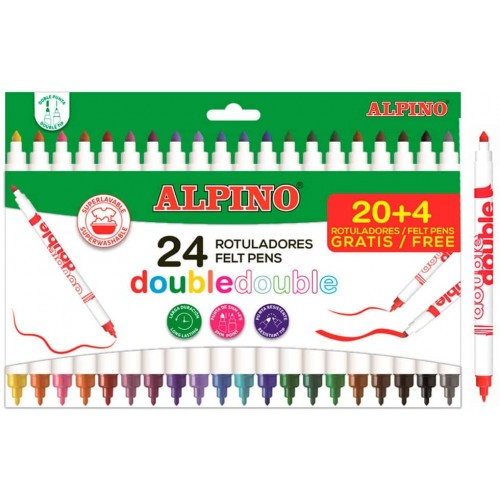 1529-CAJA 20+4 ROTULADORES DE COLORES DOBLE PUNTA ALPINO AR002058N