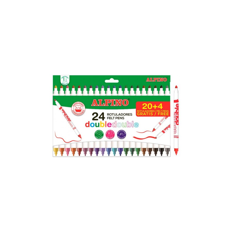 1529-CAJA 20+4 ROTULADORES DE COLORES DOBLE PUNTA ALPINO AR002058N
