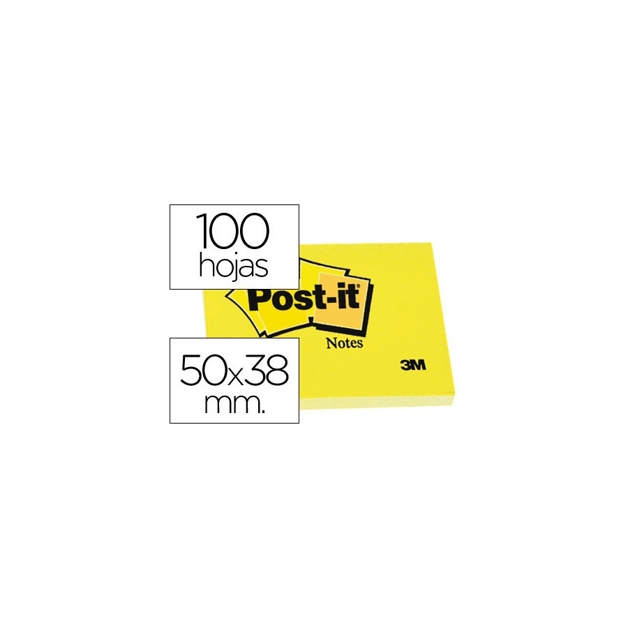 15513-PACK 12 BLOCS 100 HOJAS NOTAS ADHESIVAS 38X51MM CANARY YELLOW SIN ENCELOFANADO INDIVIDUAL 653-E POST-IT 7100290163