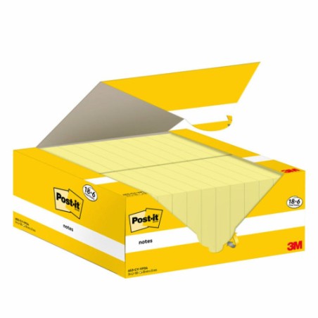 15514-PACK 18+6 BLOCS 100 HOJAS NOTAS ADHESIVAS 38X51MM CANARY YELLOW CAJA CARTON 653-CY-VP24 POST-IT 7100317764