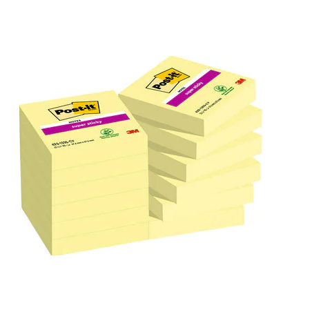 15517-PACK 12 BLOCS 90 HOJAS NOTAS ADHESIVAS 47,6X47,6MM SUPER STICKY CANARY YELLOW CAJA CARTON 622-12SSCY-EU POST-IT 71