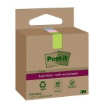 15524-PACK 3 BLOCS 70 HOJAS NOTAS RECICLADAS ADHESIVAS 47,6X47,6MM SUPER STICKY COLORES SURTIDOS CAJA CARTON 622 RSS3COL