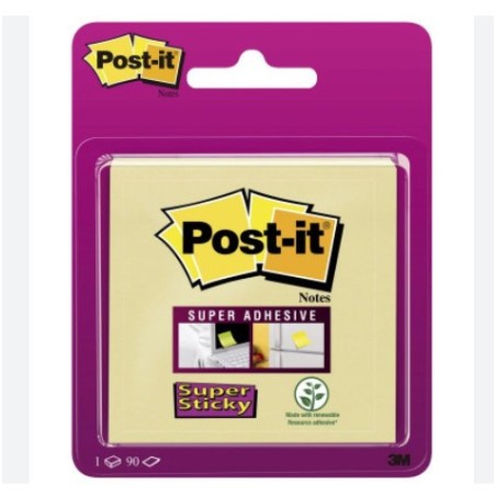 15533-BLISTER BLOC 90 HOJAS NOTAS ADHESIVAS 76X76MM SUPER STICKY 654 CANARY YELLOW 6920SS-CY-EU POST-IT 7100172338
