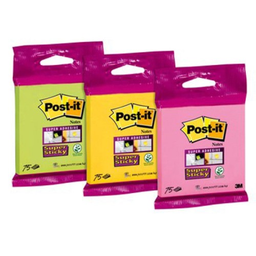 15534-BLISTER BLOC 90 HOJAS NOTAS ADHESIVAS 76X76MM SUPER STICKY 654 COLORES SURTIDOS 6820-SS3N POST-IT 7100172224