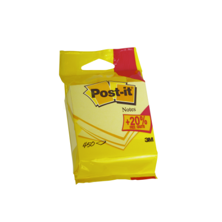 15547-CUBO 375+75 HOJAS NOTAS ADHESIVAS 76X76MM CANARY YELLOW EMBLISTADO INDIVIDUAL 5426P POST-IT 7100172391