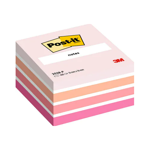15553-CUBO 450 HOJAS NOTAS ADHESIVAS 76X76MM COLORES SURTIDOS ROSAS 2028-P POST-IT 7100172384