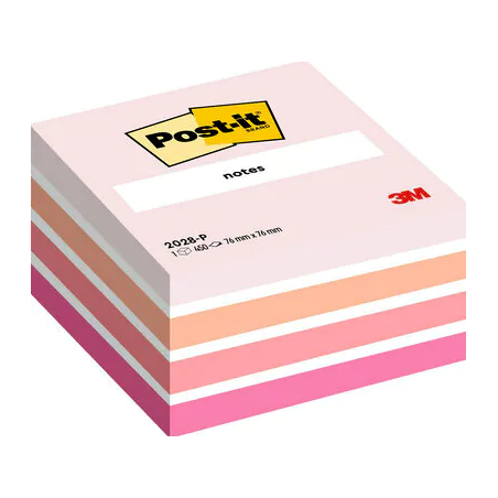 15553-CUBO 450 HOJAS NOTAS ADHESIVAS 76X76MM COLORES SURTIDOS ROSAS 2028-P POST-IT 7100172384