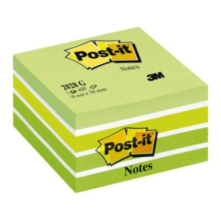 15554-CUBO 450 HOJAS NOTAS ADHESIVAS 76X76MM COLORES SURTIDOS VERDES 2028-GN POST-IT 7100200375