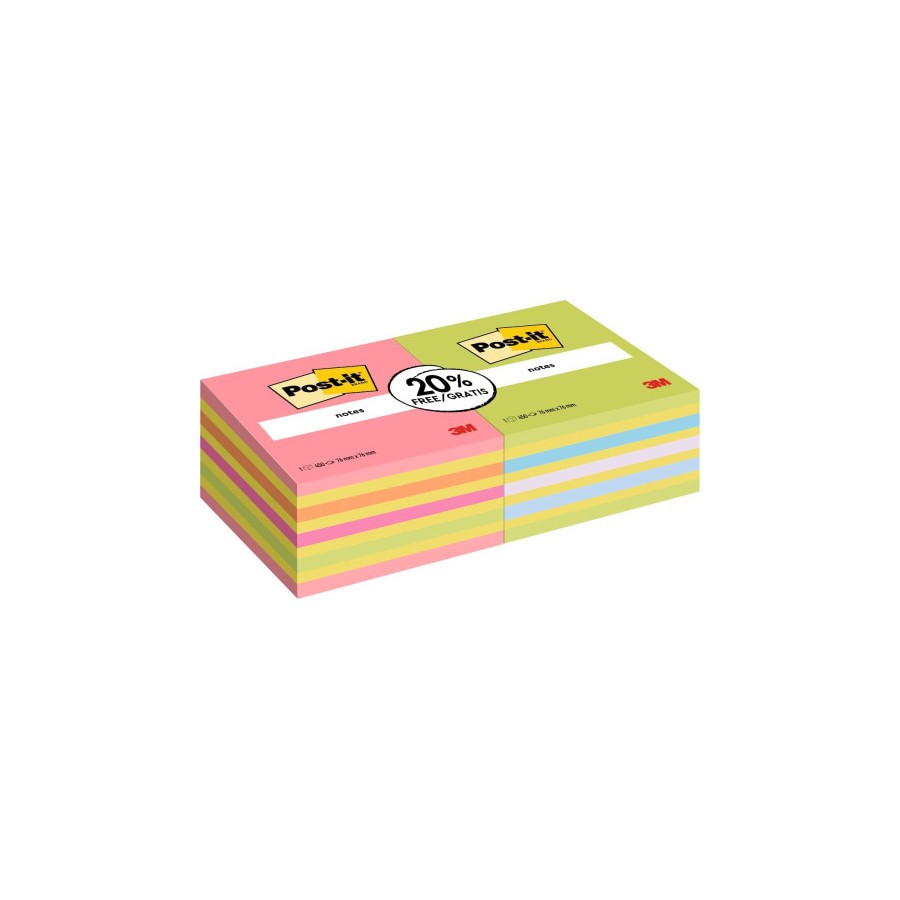 15555-PACK 2 BLOCS 450 HOJAS NOTAS ADHESIVAS 76X76MM COLORES SURTIDOS 2028-OCPPX2 POST-IT 7100321423