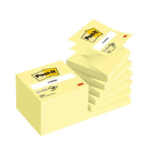 15558-PACK 12 BLOCS 100 HOJAS Z-NOTES ADHESIVAS 76X76MM CANARY YELLOW CAJA CARTON R-330-CY POST-IT 7100290167