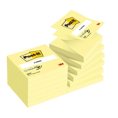 15558-PACK 12 BLOCS 100 HOJAS Z-NOTES ADHESIVAS 76X76MM CANARY YELLOW CAJA CARTON R-330-CY POST-IT 7100290167