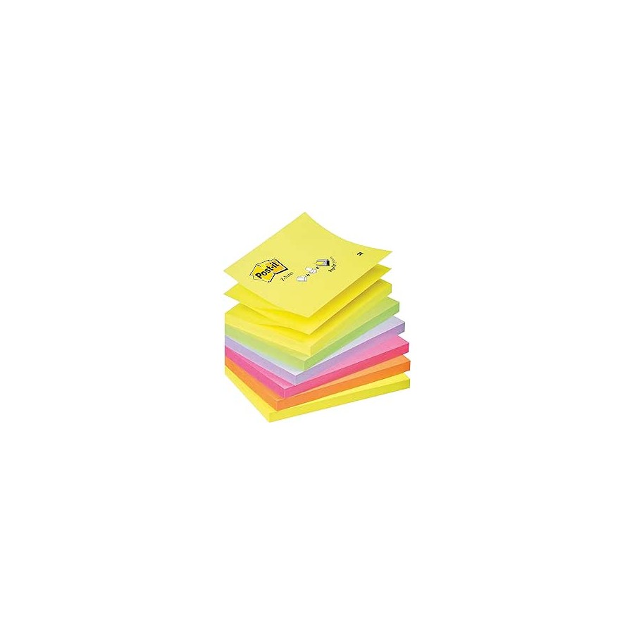 15562-PACK 12 BLOCS 100 HOJAS Z-NOTES ADHESIVAS 76X76MM COLORES SURTIDOS FLUOR R330-NR POST-IT 7100290154
