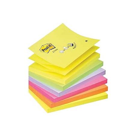 15562-PACK 12 BLOCS 100 HOJAS Z-NOTES ADHESIVAS 76X76MM COLORES SURTIDOS FLUOR R330-NR POST-IT 7100290154