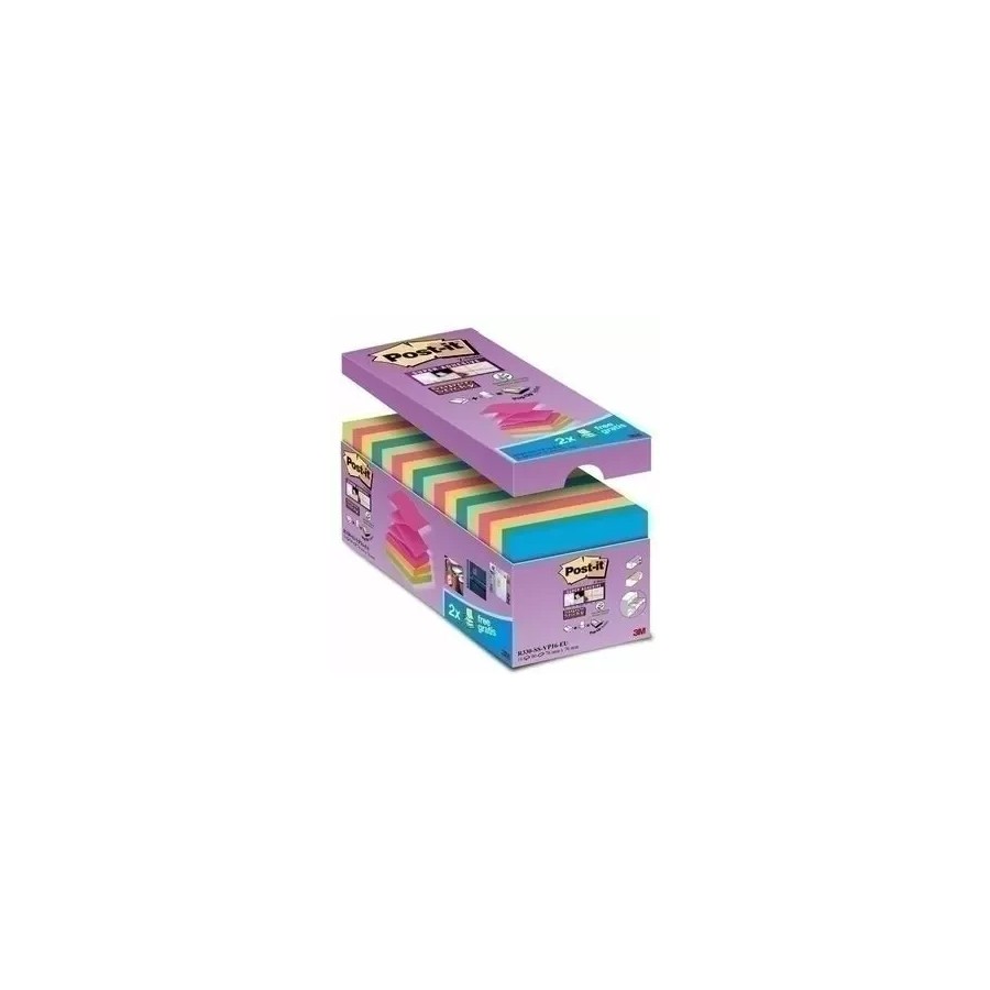 15567-PACK 16+4 BLOCS 90 HOJAS Z-NOTES ADHESIVAS 76X76MM SUPER STICKY COLORES SURTIDOS R330-SS-VP16-EU POST-IT 710023424