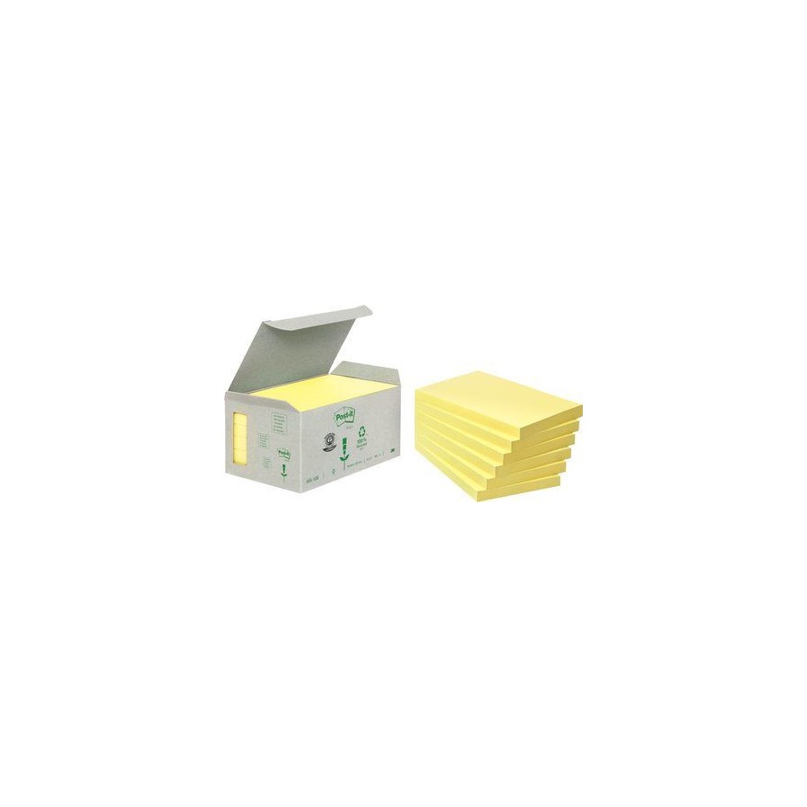 15576-PACK 6 BLOCS 100 HOJAS NOTAS RECICLADAS ADHESIVAS 76X127MM CANARY YELLOW CAJA CARTON 655-1B POST-IT 7100172257