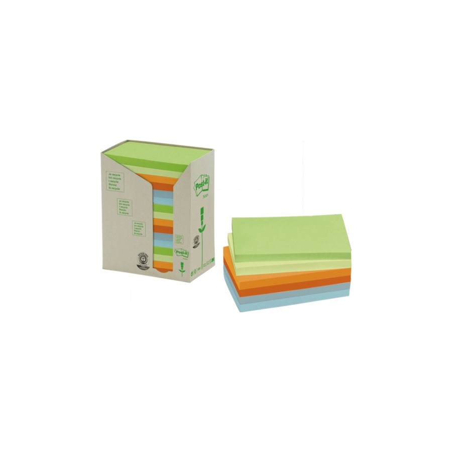 15577-PACK 16 BLOCS 100 HOJAS NOTAS RECICLADAS ADHESIVAS 76X127MM COLORES SURTIDOS PASTEL 655-1RPT POST-IT 7100259665