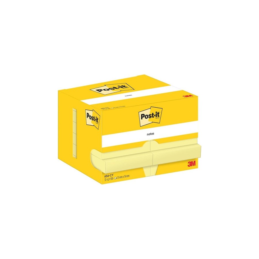 15581-PACK 12 BLOCS 100 HOJAS NOTAS ADHESIVAS 51X76MM CANARY YELLOW CAJA CARTON 656 POST-IT 7100290170