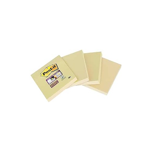 15588-PACK 4 BLOCS 45 HOJAS NOTAS RECICLADAS ADHESIVAS 102X152MM SUPER STICKY CANARY YELLOW CON LINEAS 4645-RSSCY4 POST-