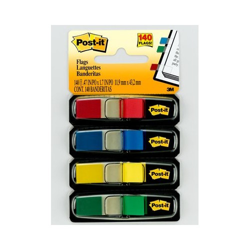 15600-PACK 4 DISPENSADORES X 35 MARCADORES INDEX 11,9X43,2MM COLORES SURTIDOS 683-4 POST-IT 7000144923