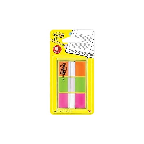 15625-BLISTER DISPENSADOR 60 MARCADORES INDEX 25,4X43,2MM NARANJA/ROSA/VERDE 680-ROYN POST-IT 7100102571