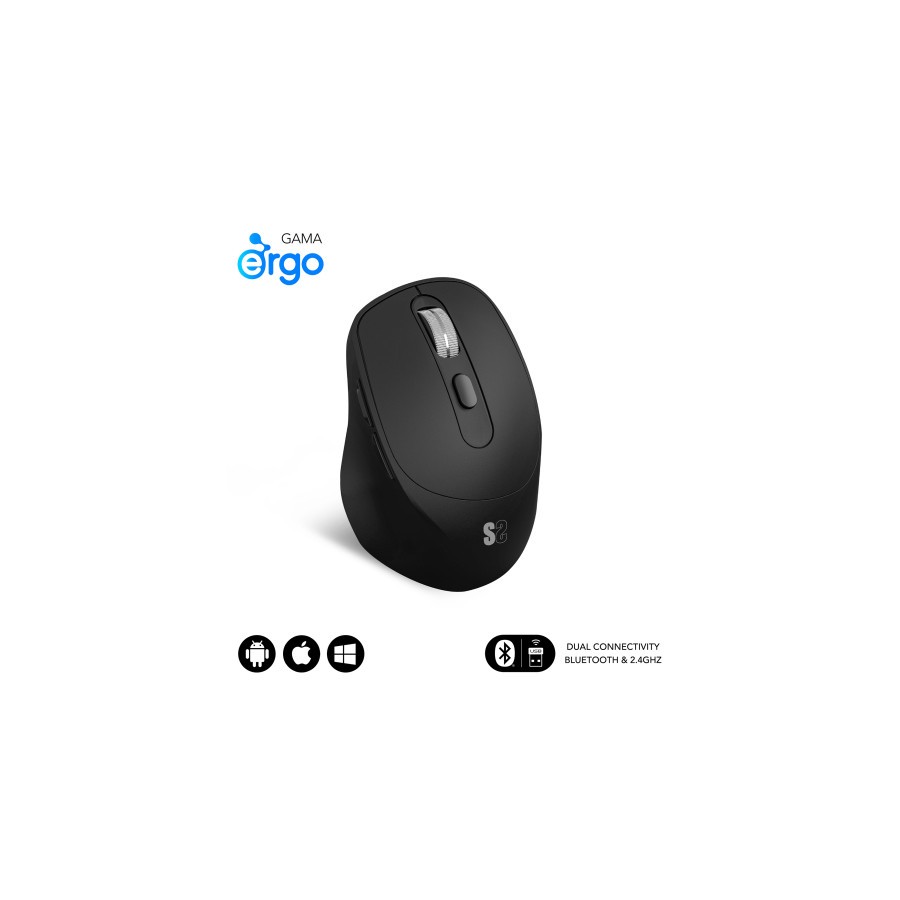 16092-SUBBLIM Raton CURVE ERGO DUAL MOUSE BATTERY BLACK