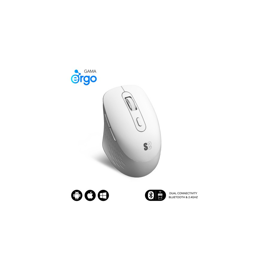 16098-SUBBLIM Raton CURVE ERGO DUAL MOUSE BATTERY WHITE